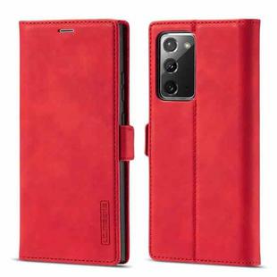 For Samsung Galaxy Note20 LC.IMEEK Strong Magnetism Ultra-thin Horizontal Flip Shockproof Matte TPU + PU Leather Case with Holder & Card Slots & Wallet(Red)