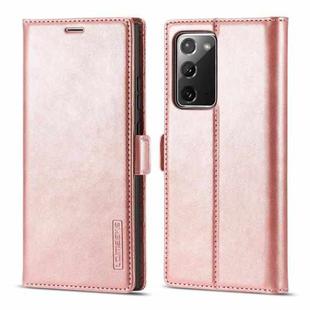 For Samsung Galaxy Note20 LC.IMEEK Strong Magnetism Ultra-thin Horizontal Flip Shockproof Matte TPU + PU Leather Case with Holder & Card Slots & Wallet(Rose Gold)