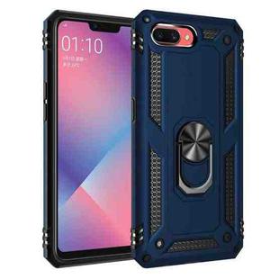 For OPPO A5 / A3s Shockproof TPU + PC Protective Case with 360 Degree Rotating Holder(Blue)