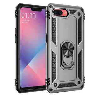 For OPPO A5 / A3s Shockproof TPU + PC Protective Case with 360 Degree Rotating Holder(Silver)