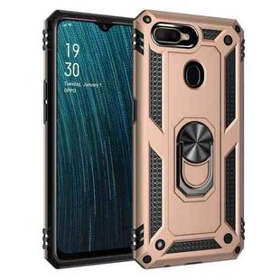 For OPPO A5s Shockproof TPU + PC Protective Case with 360 Degree Rotating Holder(Gold)
