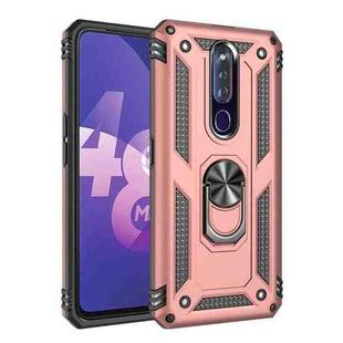 For OPPO F11 Pro Shockproof TPU + PC Protective Case with 360 Degree Rotating Holder(Rose Gold)