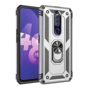 For OPPO F11 Pro Shockproof TPU + PC Protective Case with 360 Degree Rotating Holder(Silver)