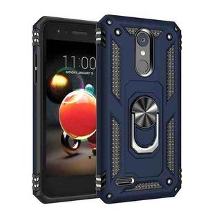 For LG Aristo 2 Shockproof TPU + PC Protective Case with 360 Degree Rotating Holder(Blue)