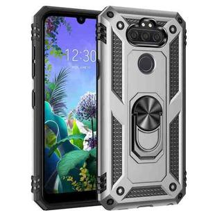 For LG Aristo 5 Shockproof TPU + PC Protective Case with 360 Degree Rotating Holder(Silver)