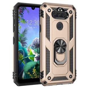 For LG Aristo 5 Shockproof TPU + PC Protective Case with 360 Degree Rotating Holder(Gold)