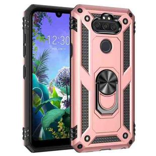 For LG Aristo 5 Shockproof TPU + PC Protective Case with 360 Degree Rotating Holder(Rose Gold)