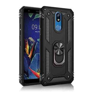 For LG K40 Shockproof TPU + PC Protective Case with 360 Degree Rotating Holder(Black)