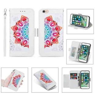 Printing Dual-color Half Mandala Pattern Dual-side Magnetic Buckle Horizontal Flip Leather Case with Holder & Card Slots & Wallet & Photo Frame & Lanyard For iPhone 6(White)