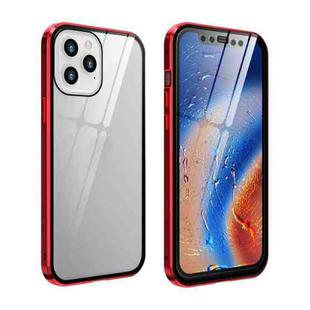 For iPhone 12 Pro Max Double Sides Tempered Glass Magnetic Adsorption Metal Frame HD Screen Case(Red)