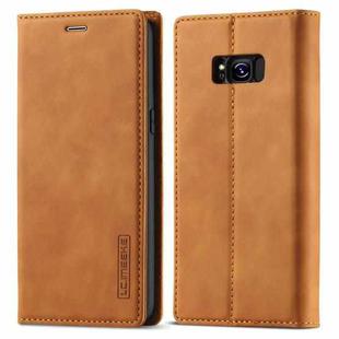 For Samsung Galaxy S8 LC.IMEEKE Strong Magnetism Ultra-thin Horizontal Flip Shockproof Matte TPU + PU Leather Case with Holder & Card Slots & Wallet(Brown)
