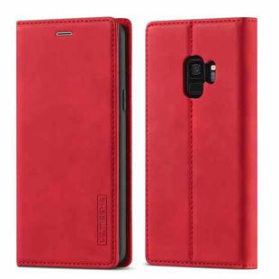 For Samsung Galaxy S9 LC.IMEEKE Strong Magnetism Ultra-thin Horizontal Flip Shockproof Matte TPU + PU Leather Case with Holder & Card Slots & Wallet(Red)