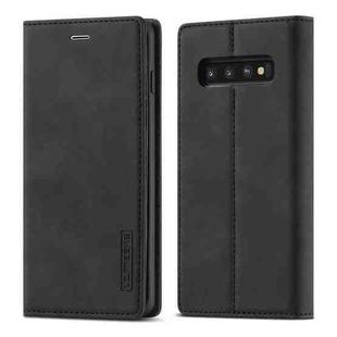 For Samsung Galaxy S10 LC.IMEEKE Strong Magnetism Ultra-thin Horizontal Flip Shockproof Matte TPU + PU Leather Case with Holder & Card Slots & Wallet(Black)