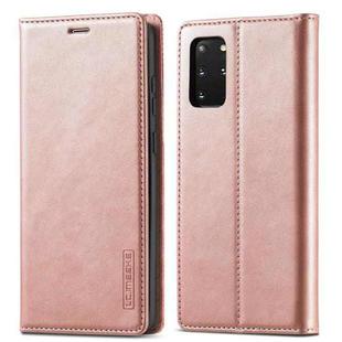 For Samsung Galaxy S20 LC.IMEEKE Strong Magnetism Ultra-thin Horizontal Flip Shockproof Matte TPU + PU Leather Case with Holder & Card Slots & Wallet(Rose Gold)