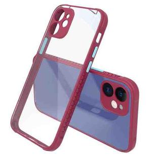 Tire Side Texture Contrast Button Shockproof PC + TPU Phone Protective Case For iPhone 12 Mini(Wine Red)