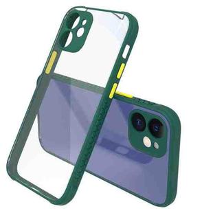 Tire Side Texture Contrast Button Shockproof PC + TPU Phone Protective Case For iPhone 12 Mini(Dark Green)