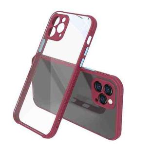 Tire Side Texture Contrast Button Shockproof PC + TPU Phone Protective Case For iPhone 12 Pro(Wine Red)