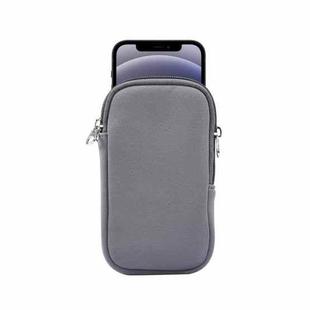 Universal Elasticity Zipper Protective Case Storage Bag with Lanyard  / 4.7-5.4 inch Smart Phones(Grey)