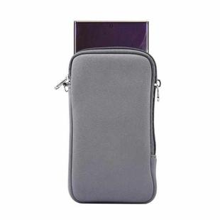 Universal Elasticity Zipper Protective Case Storage Bag with Lanyard For 6.7-6.9 inch Smart Phones(Grey)