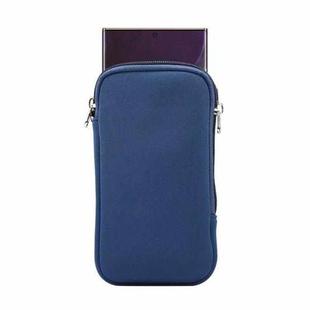 Universal Elasticity Zipper Protective Case Storage Bag with Lanyard For 6.7-6.9 inch Smart Phones(Sapphire Blue)