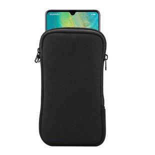Universal Elasticity Zipper Protective Case Storage Bag with Lanyard For Huawei Mate 20 X / 7.2 inch Smart Phones(Black)