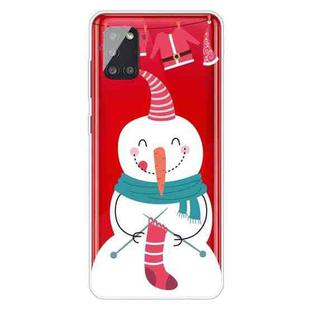 For Samsung Galaxy A51 5G Trendy Cute Christmas Patterned Case Clear TPU Cover Phone Cases(Socks Snowman)