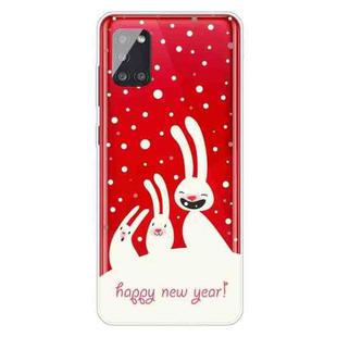 For Samsung Galaxy A71 Trendy Cute Christmas Patterned Case Clear TPU Cover Phone Cases(Three White Rabbits)