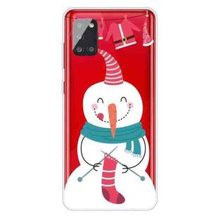 For Samsung Galaxy A71 5G Trendy Cute Christmas Patterned Case Clear TPU Cover Phone Cases(Socks Snowman)