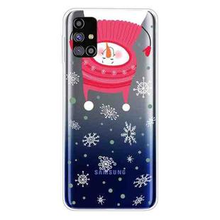 For Samsung Galaxy M31s Trendy Cute Christmas Patterned Case Clear TPU Cover Phone Cases(Hang Snowman)