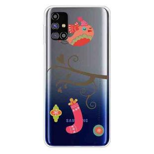 For Samsung Galaxy M31s Trendy Cute Christmas Patterned Case Clear TPU Cover Phone Cases(Gift Bird)
