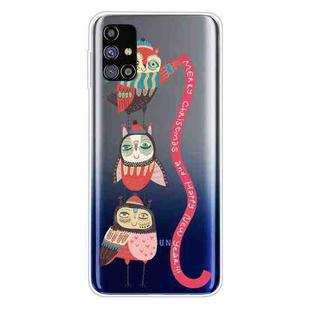 For Samsung Galaxy M31s Trendy Cute Christmas Patterned Case Clear TPU Cover Phone Cases(Red Belt Bird)