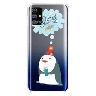 For Samsung Galaxy M31s Trendy Cute Christmas Patterned Case Clear TPU Cover Phone Cases(Penguin)
