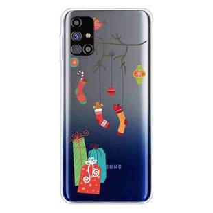 For Samsung Galaxy M31s Trendy Cute Christmas Patterned Case Clear TPU Cover Phone Cases(Black Tree Gift)