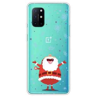 For OnePlus 8T Trendy Cute Christmas Patterned Case Clear TPU Cover Phone Cases(Santa Claus with Open Hands)