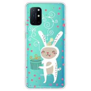 For OnePlus 8T Trendy Cute Christmas Patterned Case Clear TPU Cover Phone Cases(Gift Rabbit)