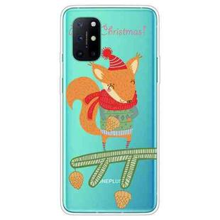 For OnePlus 8T Trendy Cute Christmas Patterned Case Clear TPU Cover Phone Cases(Fox)