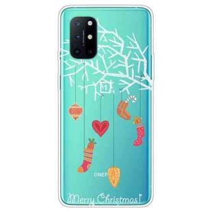 For OnePlus 8T Trendy Cute Christmas Patterned Case Clear TPU Cover Phone Cases(White Tree Gift)