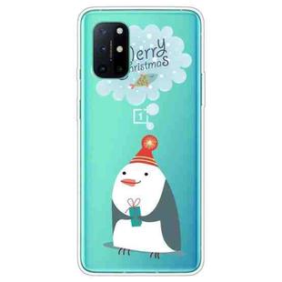 For OnePlus 8T Trendy Cute Christmas Patterned Case Clear TPU Cover Phone Cases(Penguin)