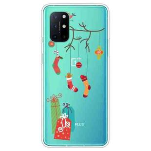 For OnePlus 8T Trendy Cute Christmas Patterned Case Clear TPU Cover Phone Cases(Black Tree Gift)