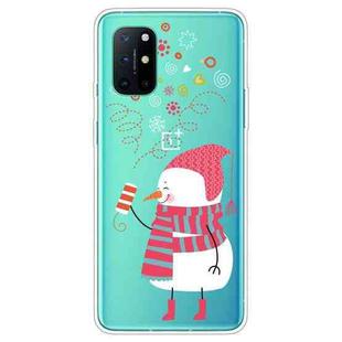 For OnePlus 8T Trendy Cute Christmas Patterned Case Clear TPU Cover Phone Cases(Fireworks and Snowmen)