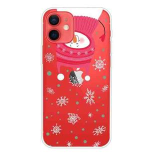 For iPhone 12 mini Trendy Cute Christmas Patterned Case Clear TPU Cover Phone Cases (Hang Snowman)