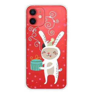 For iPhone 12 mini Trendy Cute Christmas Patterned Case Clear TPU Cover Phone Cases (Gift Rabbit)