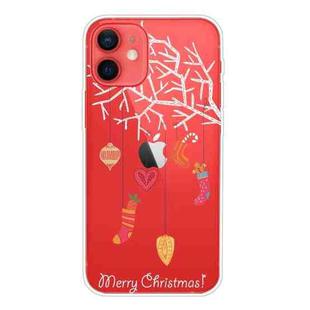 For iPhone 12 mini Trendy Cute Christmas Patterned Case Clear TPU Cover Phone Cases (White Tree Gift)
