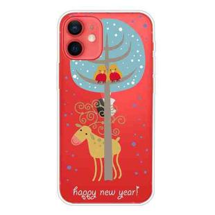 For iPhone 12 mini Trendy Cute Christmas Patterned Case Clear TPU Cover Phone Cases (Lovers and Deer)
