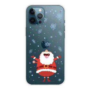 For iPhone 12 / 12 Pro Trendy Cute Christmas Patterned Case Clear TPU Cover Phone Cases(Santa Claus with Open Hands)