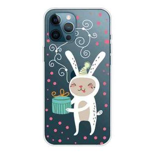 For iPhone 12 / 12 Pro Trendy Cute Christmas Patterned Case Clear TPU Cover Phone Cases(Gift Rabbit)