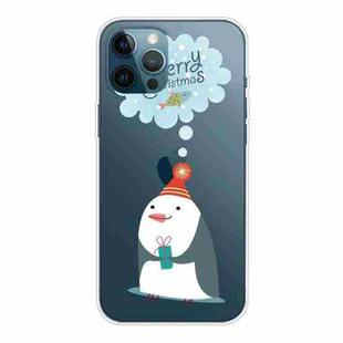 For iPhone 12 / 12 Pro Trendy Cute Christmas Patterned Case Clear TPU Cover Phone Cases(Penguin)