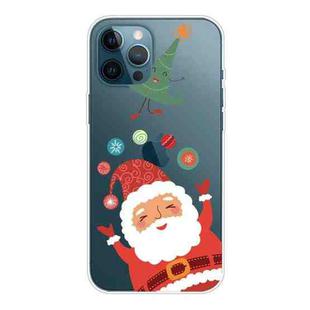 For iPhone 12 Pro Max Trendy Cute Christmas Patterned Case Clear TPU Cover Phone Cases(Ball Santa Claus)