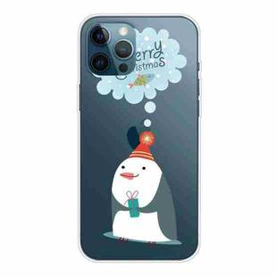 For iPhone 12 Pro Max Trendy Cute Christmas Patterned Case Clear TPU Cover Phone Cases(Penguin)