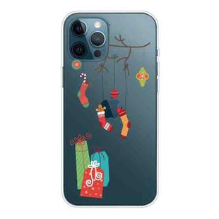 For iPhone 12 Pro Max Trendy Cute Christmas Patterned Case Clear TPU Cover Phone Cases(Black Tree Gift)